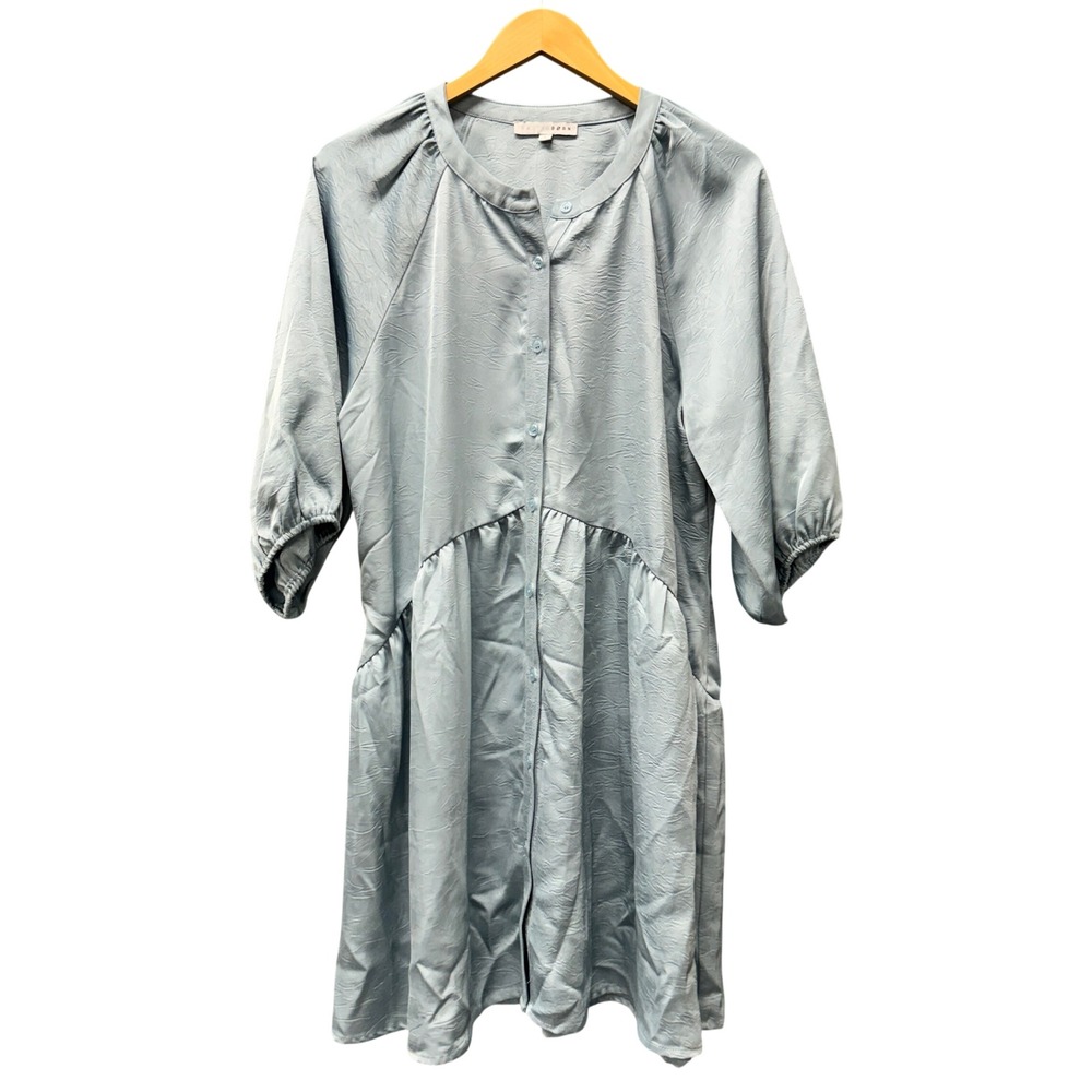 Baltic Born Janice Dress Womens L Light Blue Babydoll Button Up Coastal Comfy